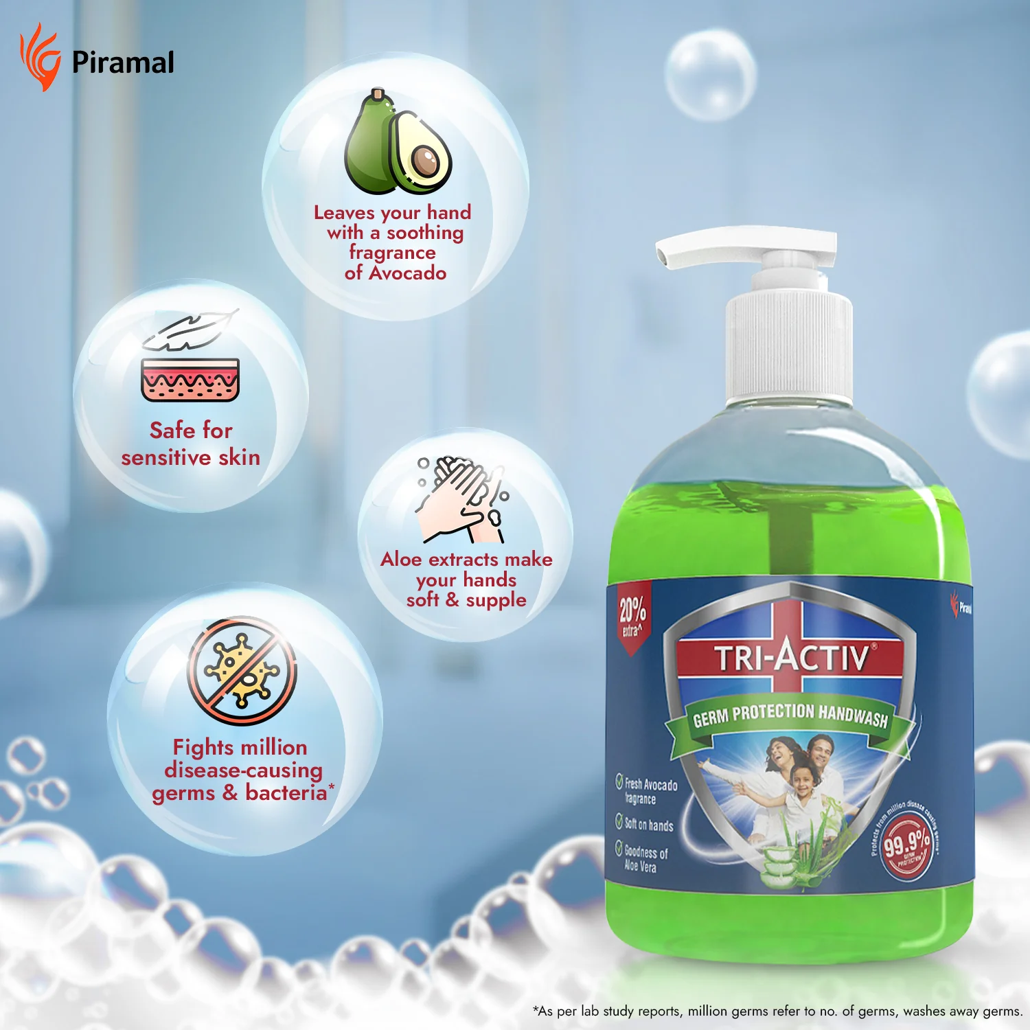 Tri-Activ Germ Protection Handwash Bottle | 300 ml - Image 3