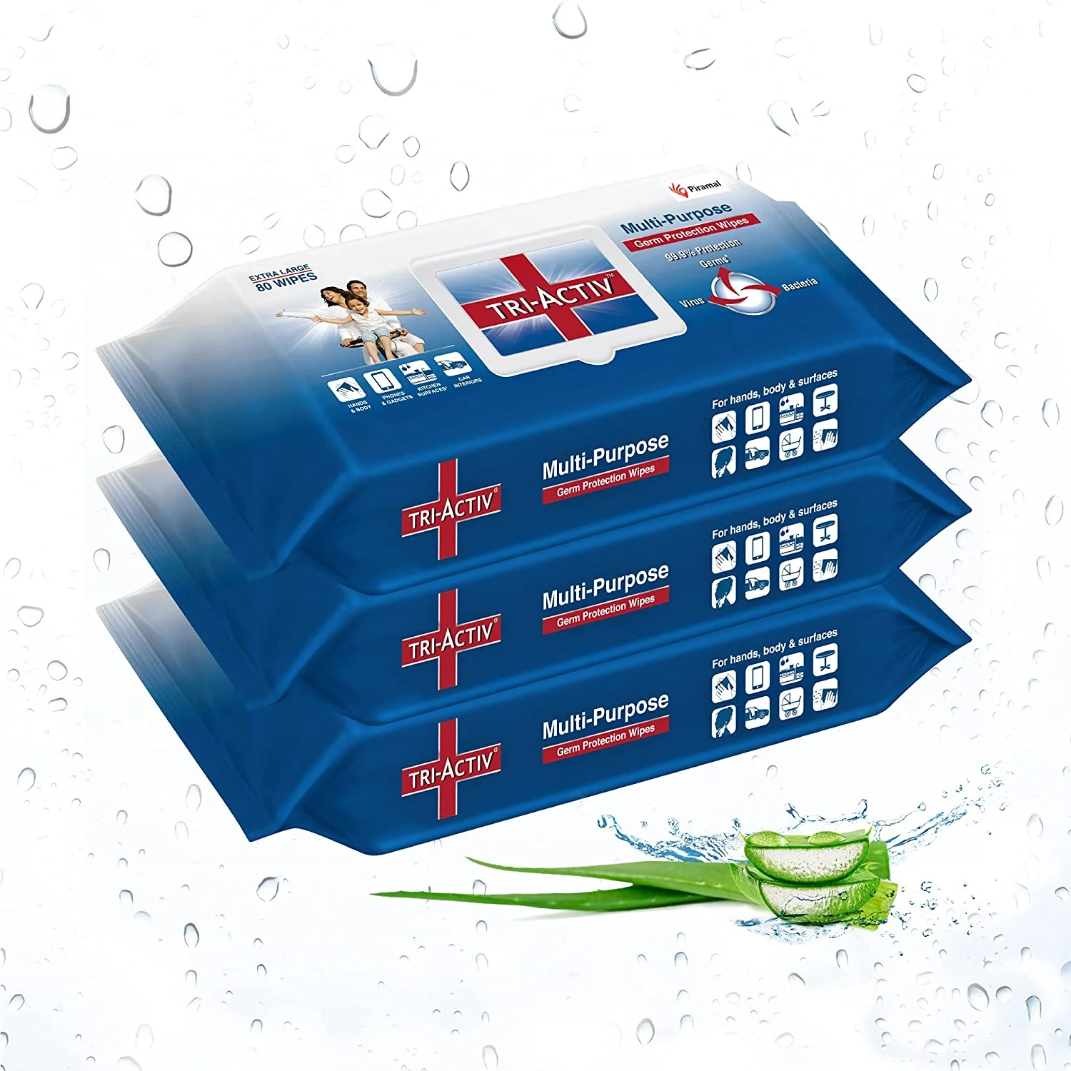 Tri-Activ Multipurpose Germ Protection Wipes | For Skin and Multisurfaces-80s wipes - Image 11