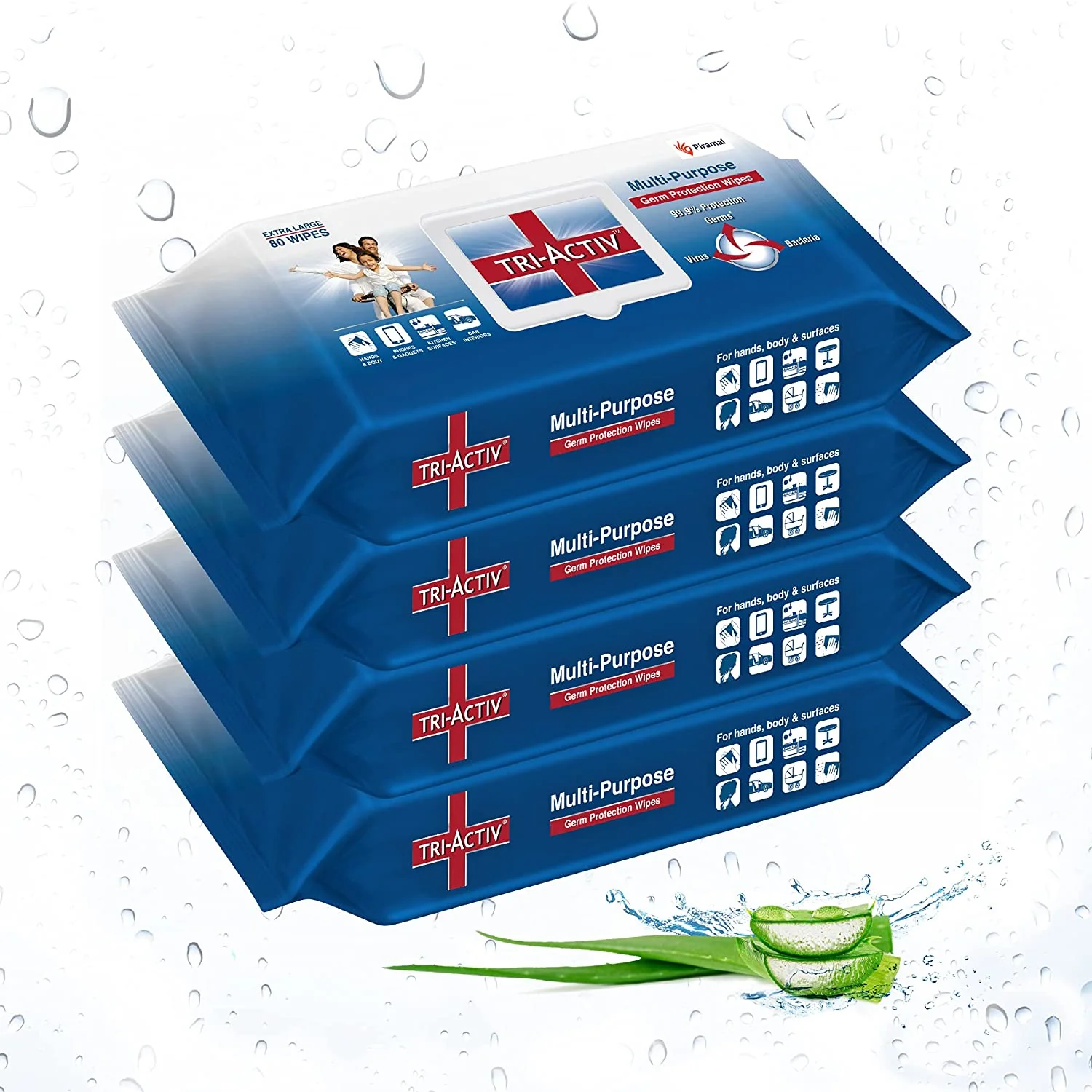 Tri-Activ Multipurpose Germ Protection Wipes | For Skin and Multisurfaces-80s wipes - Image 12