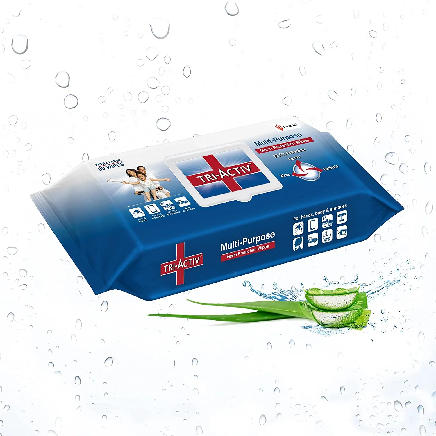 Tri-Activ Multipurpose Germ Protection Wipes | For Skin and Multisurfaces-80s wipes - Image 9